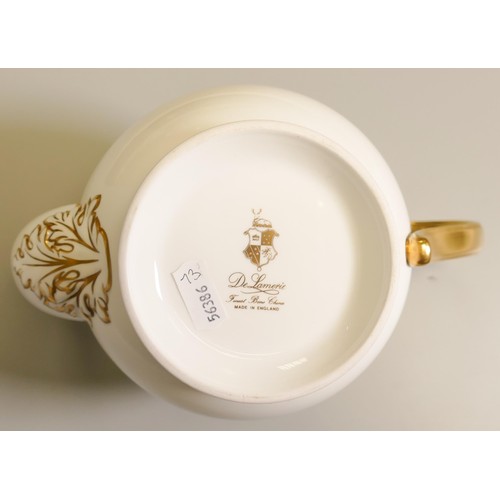 1019 - De Lamerie Fine Bone China heavily gilded Turquoise Exotic Garden patterned tea pot, specially made ... 