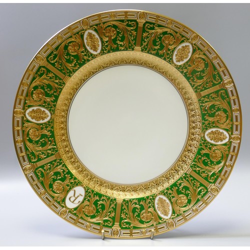 1022 - De Lamerie Fine Bone China heavily gilded patterned cabinet plate special commission for the Rout Fa... 