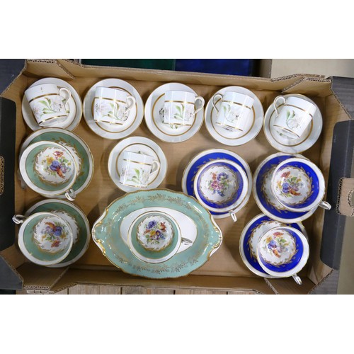 1054 - A collection of Paragon hand decorated cups saucers & similar coffee cans & saucers. (24 pieces).