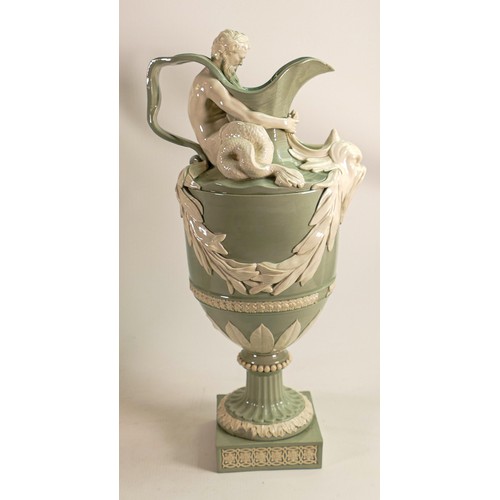 1057 - Wedgwood water ewer 'Sacred to Neptune ewer' in a celadon & white glaze, 19th Century, impressed WED... 