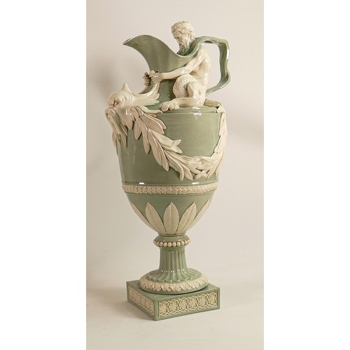 1057 - Wedgwood water ewer 'Sacred to Neptune ewer' in a celadon & white glaze, 19th Century, impressed WED... 