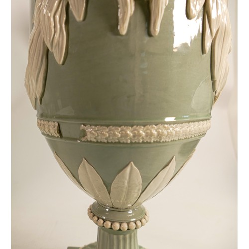 1057 - Wedgwood water ewer 'Sacred to Neptune ewer' in a celadon & white glaze, 19th Century, impressed WED... 