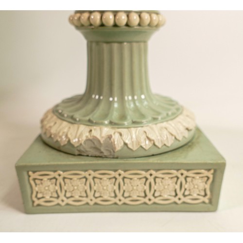 1057 - Wedgwood water ewer 'Sacred to Neptune ewer' in a celadon & white glaze, 19th Century, impressed WED... 