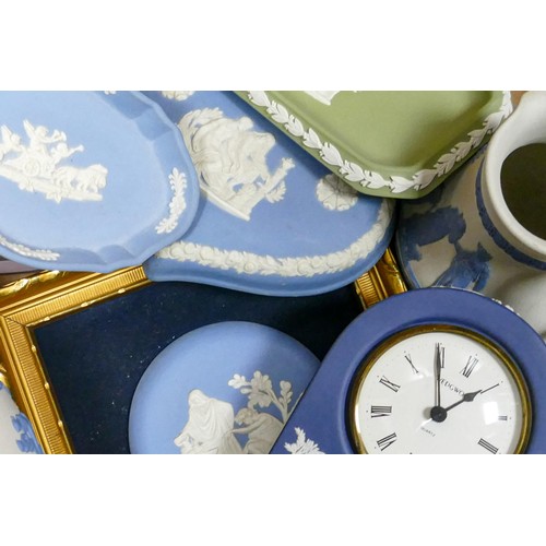 1061 - A Collection of multicolour Wedgwood Jasperware items including - light blue on lilac vases, light b... 