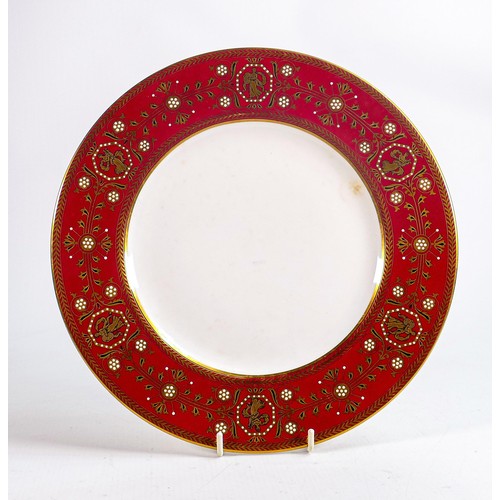 1094 - Wedgwood Ruby Red Astbury gilded plate, d.27cm.