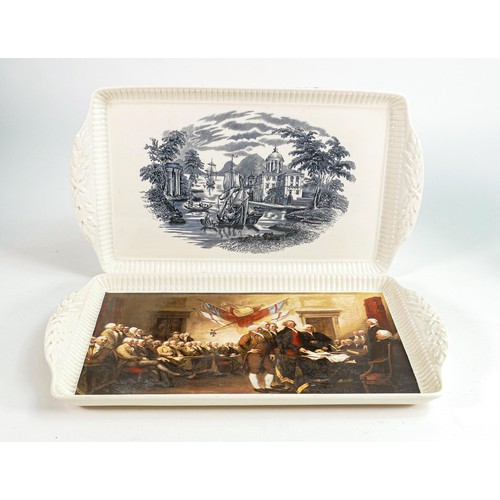 1095 - Wedgwood Creamware two handled rectangular trays, one decorated with the Declaration of Independence... 