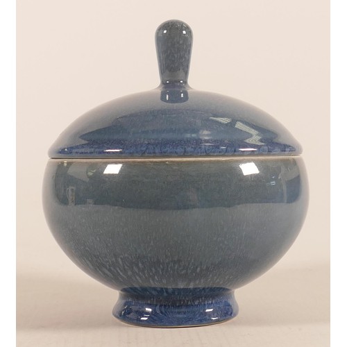 1102 - Wedgwood Norman Wilson lidded globe shaped bowl, hare's fur glaze in mottled blue, height 13cm.