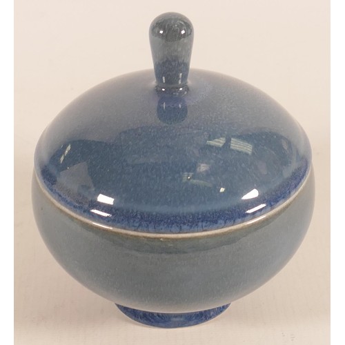 1102 - Wedgwood Norman Wilson lidded globe shaped bowl, hare's fur glaze in mottled blue, height 13cm.