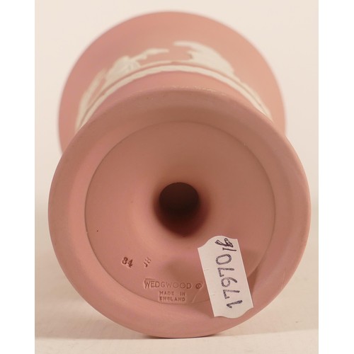 1111 - Wedgwood pink Sacrifice Jasper ware vase, height 19cm.