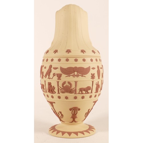 1124 - Wedgwood Terracotta on Cane Egyptian Sphinx themed Canopic jar, height 24cm.