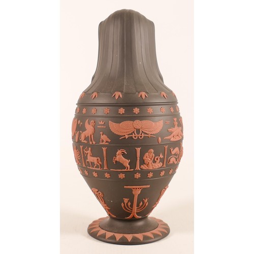 1125 - Wedgwood Terracotta on Black Egyptian Sphinx themed Canopic jar, height 24cm.