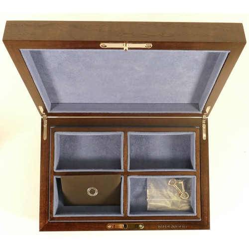 1126 - Wedgwood & exotic hardwood jewellery box set with oval Jasper ware Icarus plaque, limited edition of... 