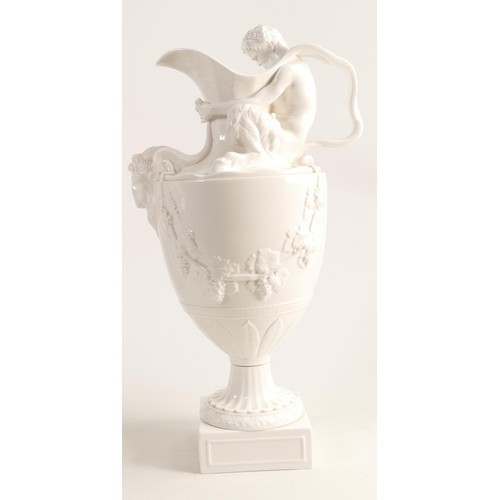 1166 - Wedgwood white glazed Flaxman Sacred to Neptune ewer, 20th century trial piece, height 40cm.