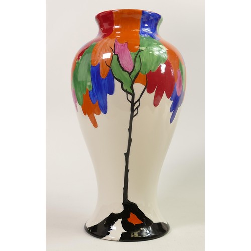 1167 - Wedgwood Clarice Cliff hand decorated trial vase with multicoloured tree decoration, height 30cm.