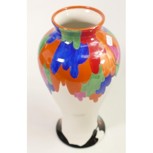 1167 - Wedgwood Clarice Cliff hand decorated trial vase with multicoloured tree decoration, height 30cm.