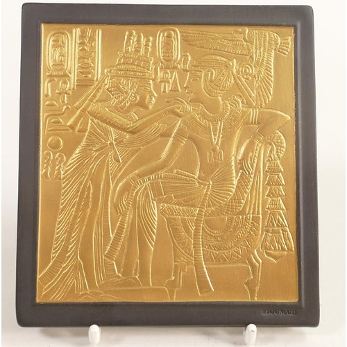 1172 - Boxed Egyptian collection gold & black basalt  Lord of the Diadems limited edition plaque, 11cm x 10... 