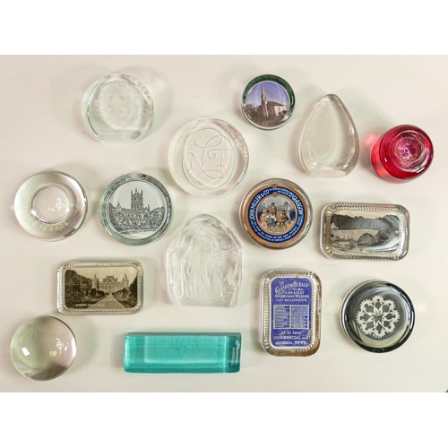 1178 - A collection of glass paperweights to include - Glasgow Herald advertising, John Miller & Co., Worce... 