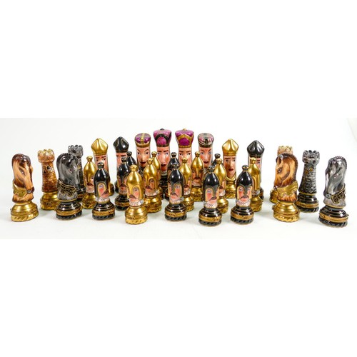 1531 - 20th century porcelain Limoges Chamart hand painted chess set, each piece acts as a trinket box, hei... 