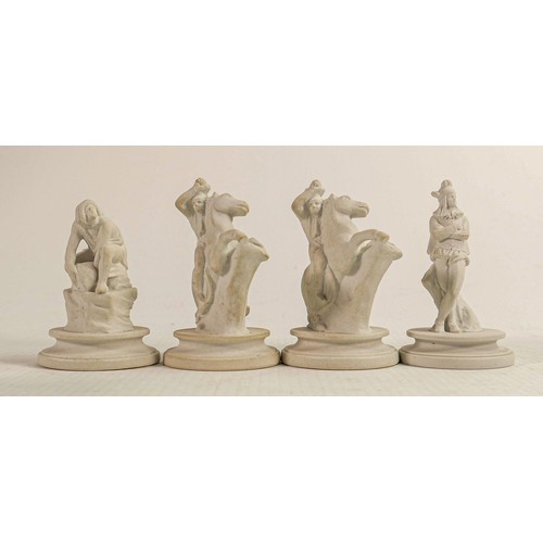 1535 - Wedgwood early Flaxman chess pieces, impressed marks to base, Spaks Collection sticker noted to one ... 