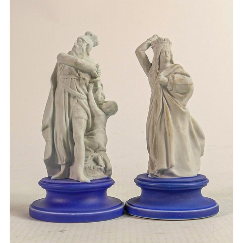 1536 - Wedgwood early Flaxman chess pieces, impressed marks to base. (2)