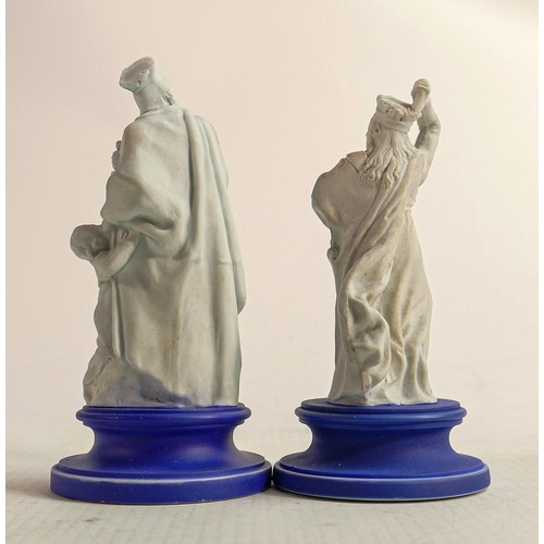 1536 - Wedgwood early Flaxman chess pieces, impressed marks to base. (2)