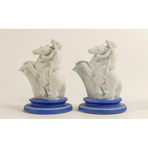 1537 - Wedgwood early Flaxman chess pieces, impressed marks to base, Rose Ellis Collection sticker noted to... 