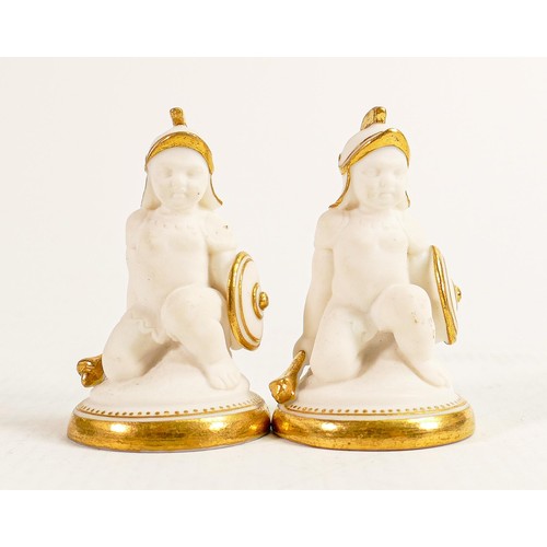 1547 - John Bell for Minton, two white and gilded Parian pawn chess pieces, circa 1851, height 7cm. (2)