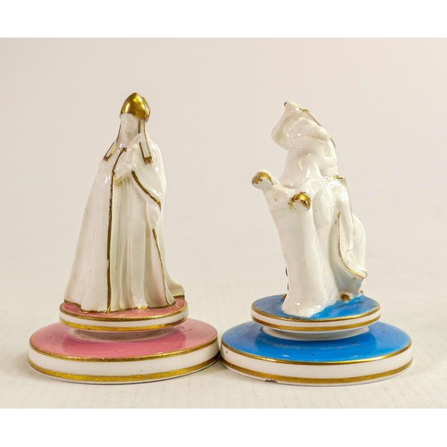 1550 - John Flaxman for Wedgwood, two porcelain chess pieces, tallest 8cm, red Wedgwood backstamp. (2)