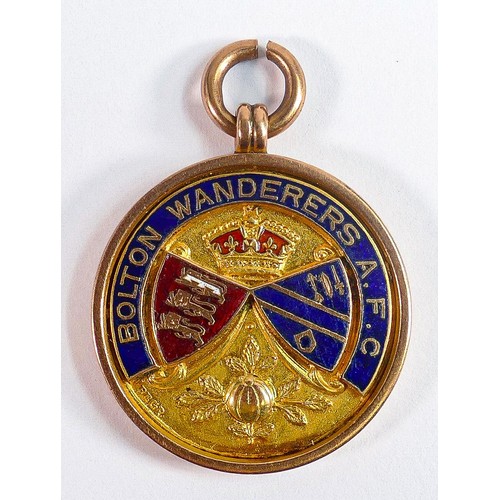 1864 - A quality 9ct gold enamelled medal, for Bolton Wanderers A.F.C, 