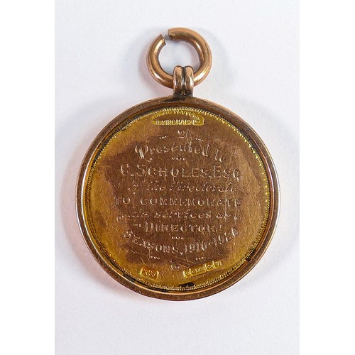 1864 - A quality 9ct gold enamelled medal, for Bolton Wanderers A.F.C, 