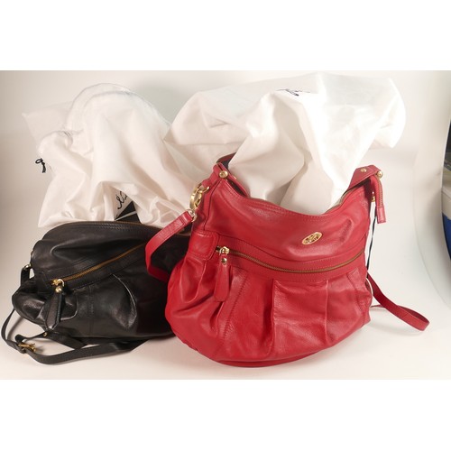 395 - R12K red leather shoulder bag BNWT and a matching used (good condition) black leather shoulder bag. ... 