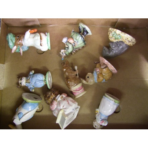 83 - Beswick beatrix potter figures Mr Puddle duck , Tom kitten, Benjamin bunny, simpkin ( chip to ear), ... 