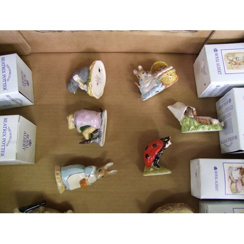 84 - Royal Albert Beatrix potter figures Johnny town mouse with a bag, Mrs Rabbit cooking, Mr jackson, Di... 