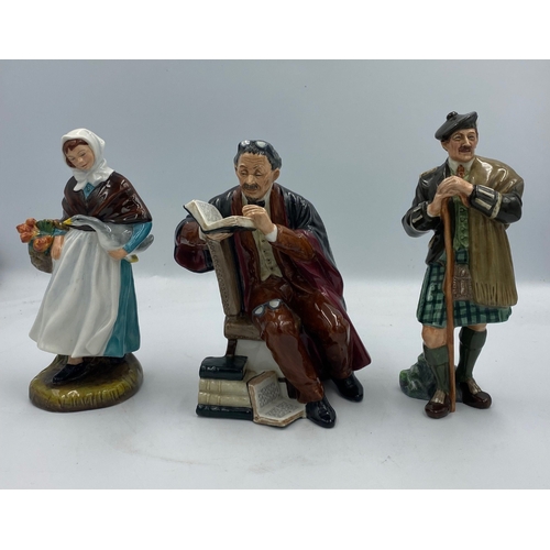 654 - 3 Royal Doulton Figures ' The Professor HN2281', Laird HN2361' & 'Country Lass ' HN9091