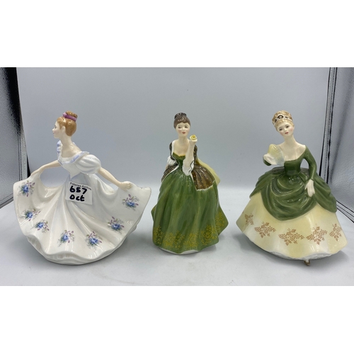 657 - 3 Royal Doulton Figures - 'Fleur HN2368' 'Soiree HN2312' & 'Kathy HN3305'