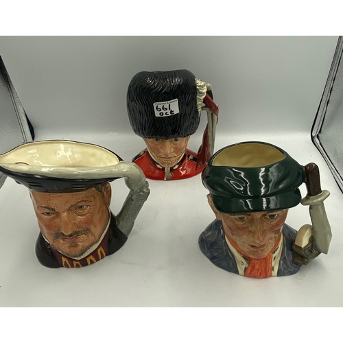 661 - Royal Doulton Large Character jugs, Henry VIII D6642, The Guardsman D6755, Little Mester Museum Piec... 