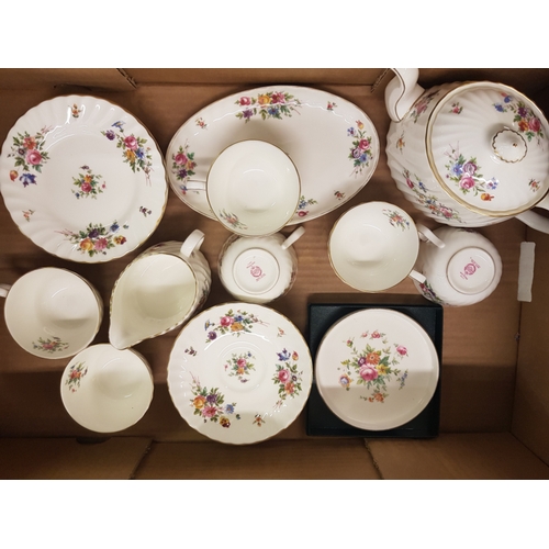 12 - Minton Marlow patterned tea ware items to include Tea Pot, Milk Jug, 6 Trios, etc (1 tray)