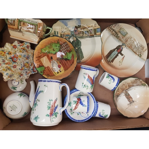 643 - Tray of ceramic items to include Royal Doulton series ware, Grimwades Coffee Set (A/f), Chintz etc