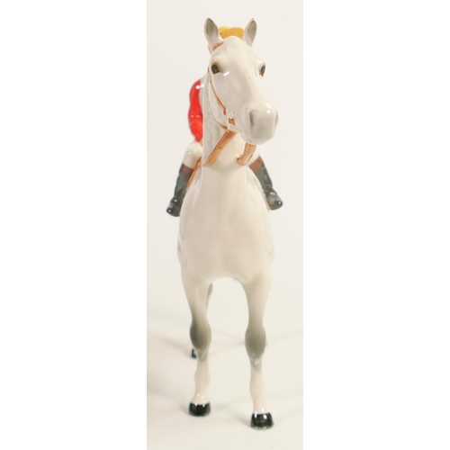 238 - Beswick jockey on grey horse 1862, red, yellow & green racing colours.