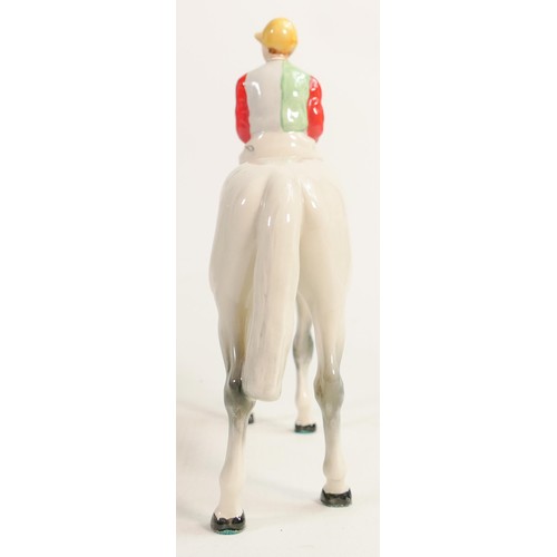 238 - Beswick jockey on grey horse 1862, red, yellow & green racing colours.