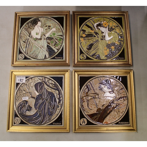 127 - Four Maws & co framed tiles of the four seasons