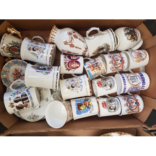 58 - A collection of Royal Commemorative Jugs / Cups etc (1 tray)