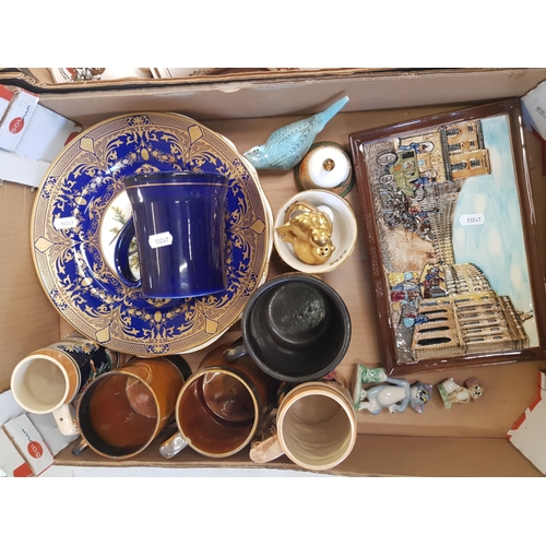 59 - A mixed collection of ceramic items to include Beswick Wall Plaque, Decorative wall plates and Beer ... 