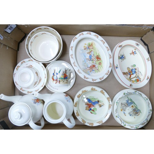 88 - A mixed collection of Royal Winton, Falcon ware, Sylvac & Royal Doulton Bunnykins themed items, oatm... 