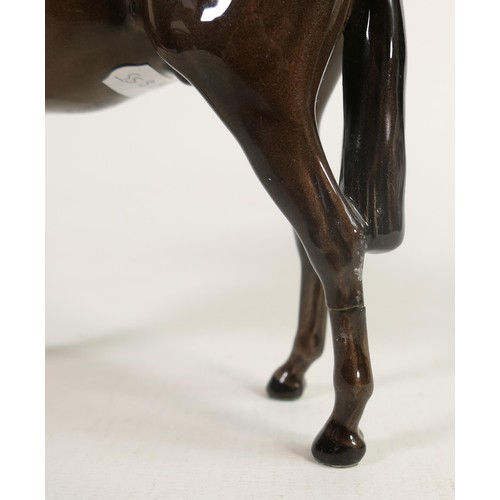 237 - Beswick jockey on Charcoal horse 1862, two broken legs and chip to hat.