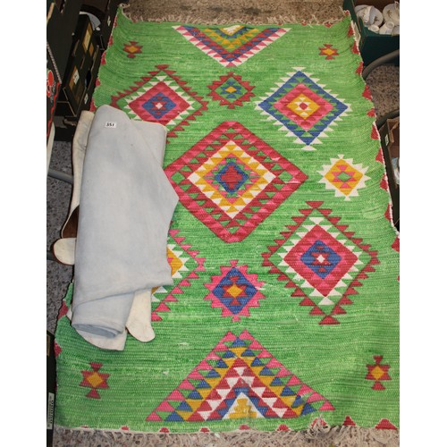 351 - 3 Native American Type Rugs together with small collection of leather table covers