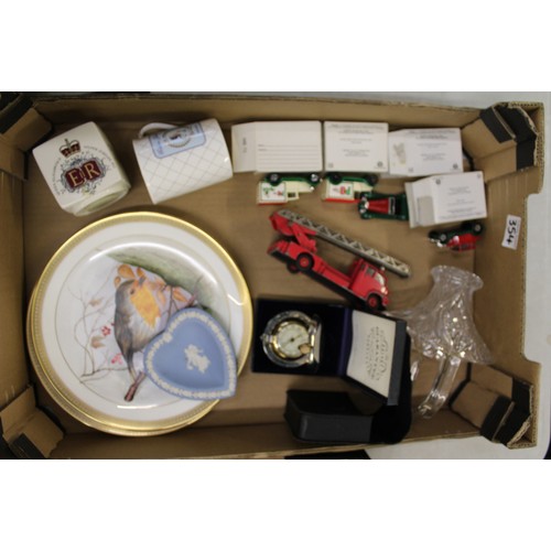 354 - Mixed collection of items to include, Dalvey Voyager Clock / Pocket Watch, Matchbox vehicles, Play w... 