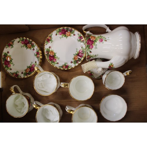 358 - Royal Albert Old Country Roses Patterned Coffee ware items to include Coffee Pot, 6 side plates, 5 M... 