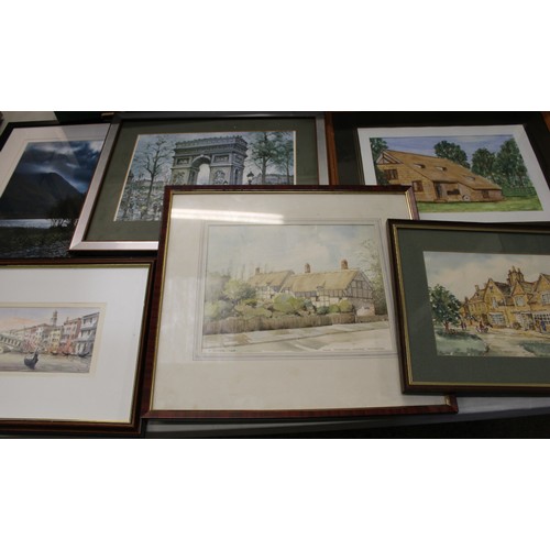 436 - Six framed prints/watercolours with a mixed theme/subject matter (6).