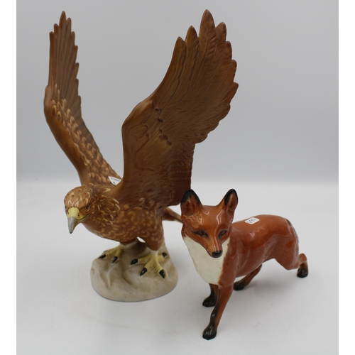 490 - Beswick Matt Golden Eagle 2062 together with a Beswick Fox (badly restored tail) (2).